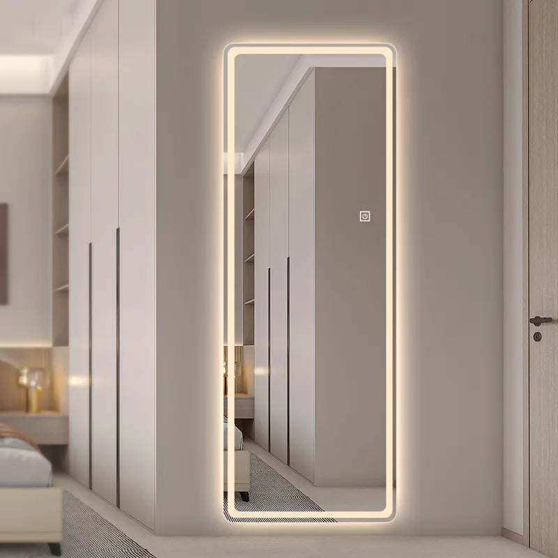 Frameless Standing Full Body Mirror with LED Lighting