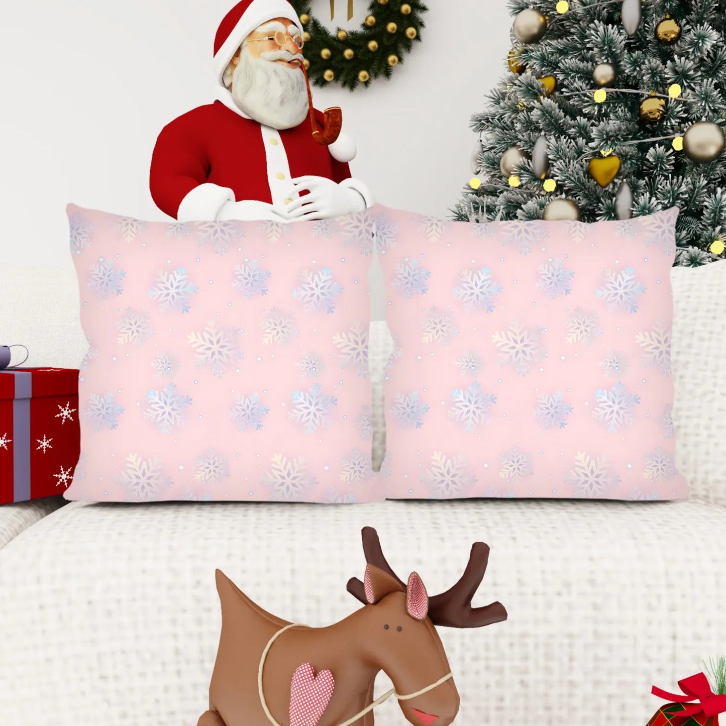 Christmas Gradient Snowflake Pillow Case